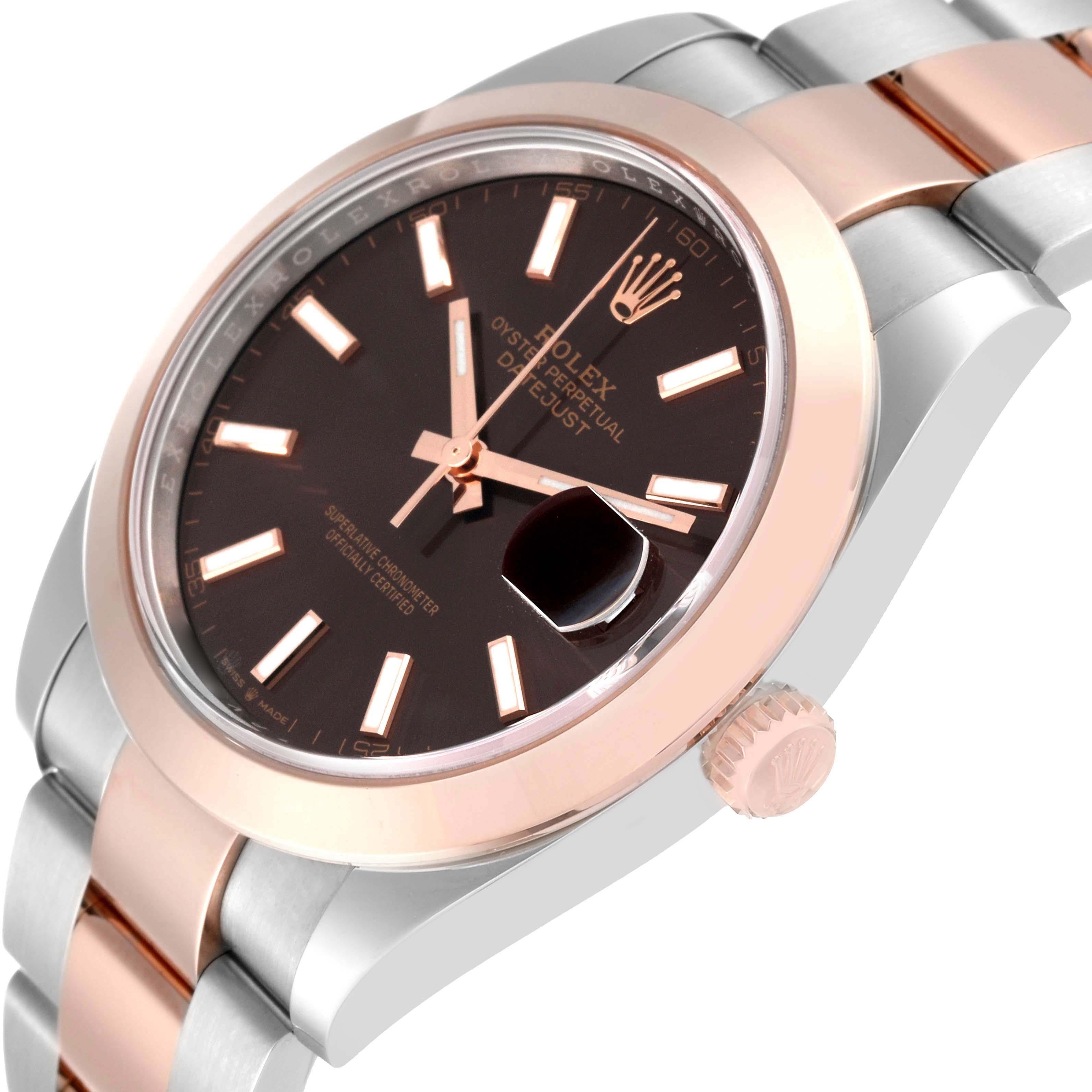 Rolex Datejust 41 Steel Rose Gold Brown Dial Mens Watch 126301 Box Card In Excellent Condition For Sale In Atlanta, GA