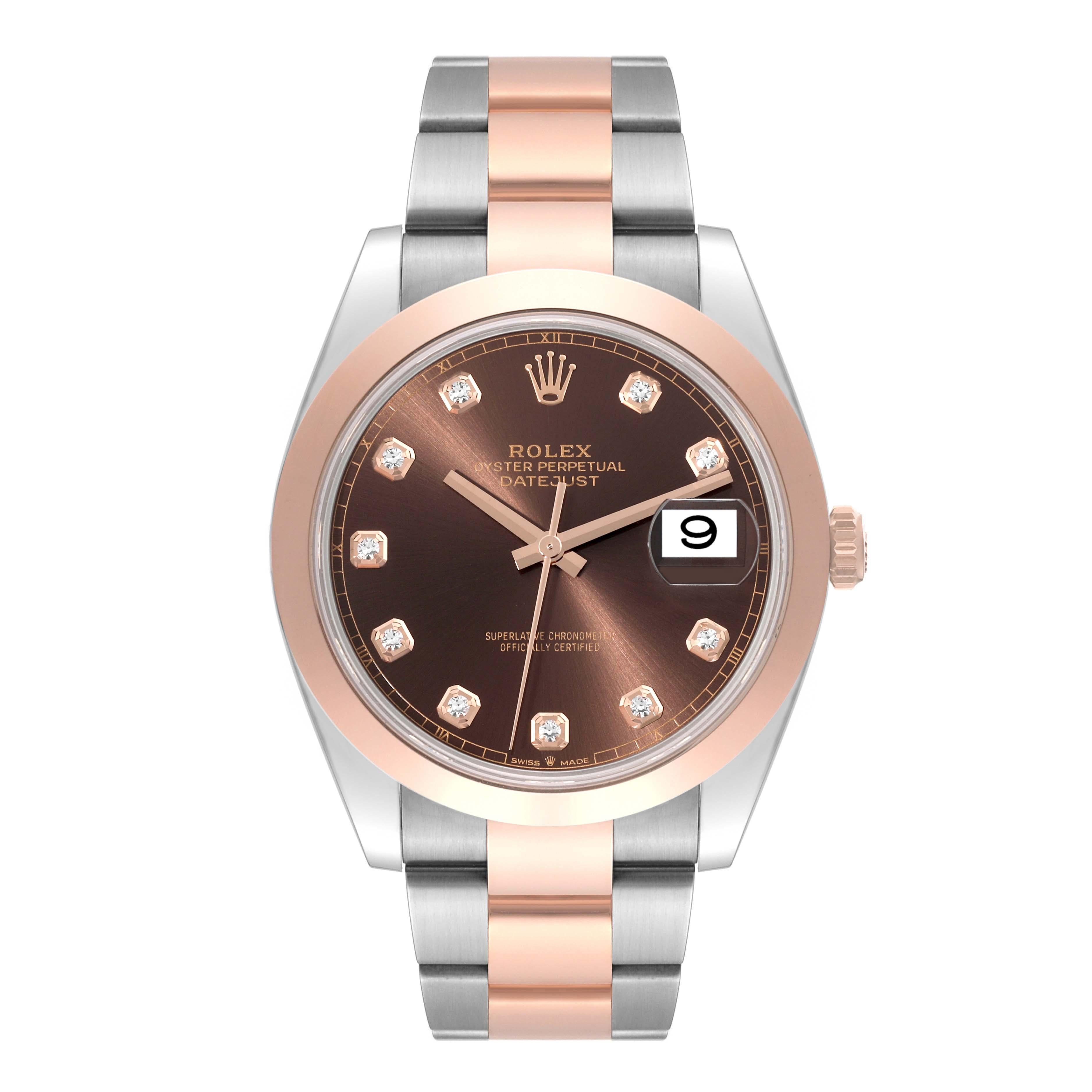 Rolex Datejust 41 Steel Rose Gold Brown Diamond Dial Mens Watch 126301 Unworn For Sale 2