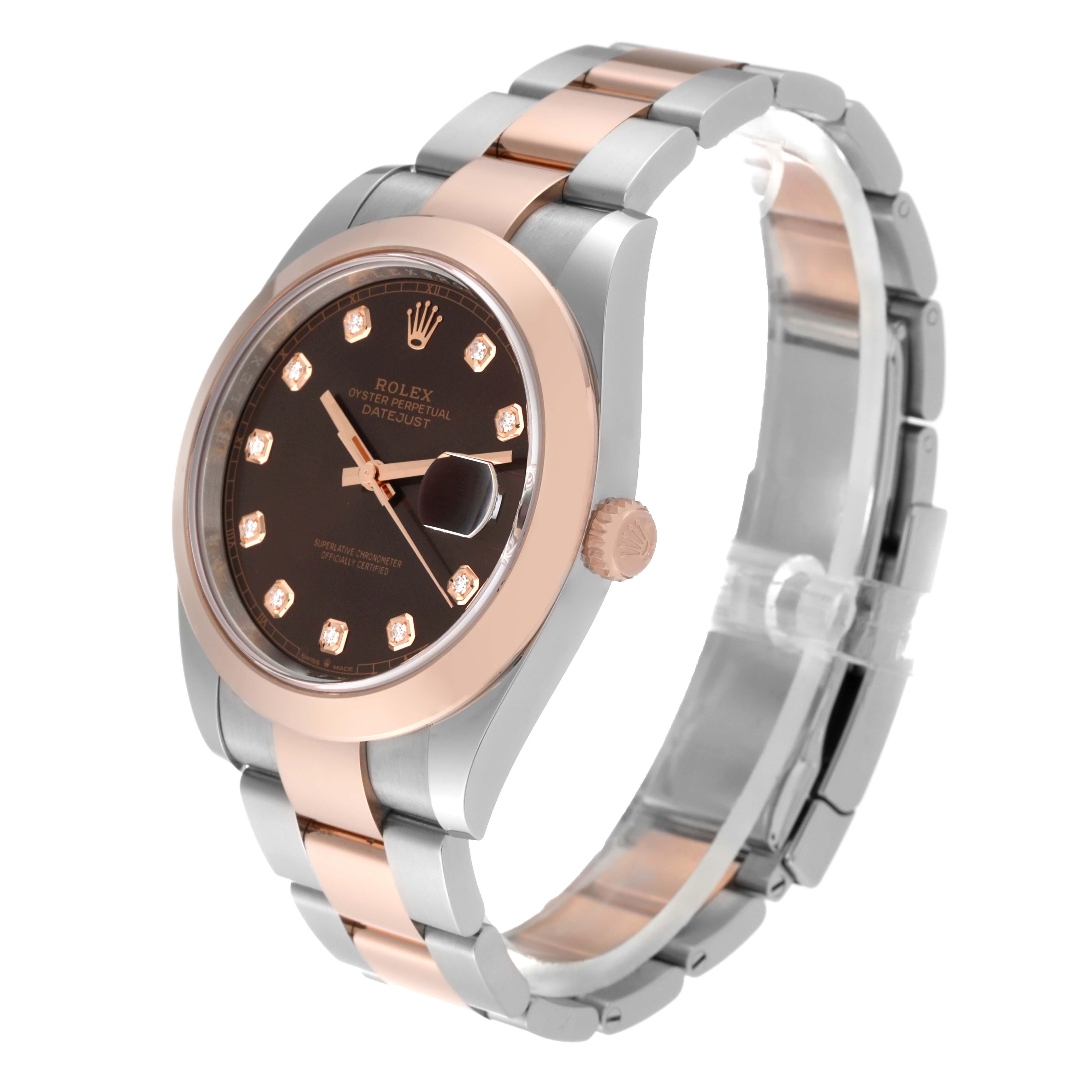 Rolex Datejust 41 Steel Rose Gold Brown Diamond Dial Mens Watch 126301 Unworn 4