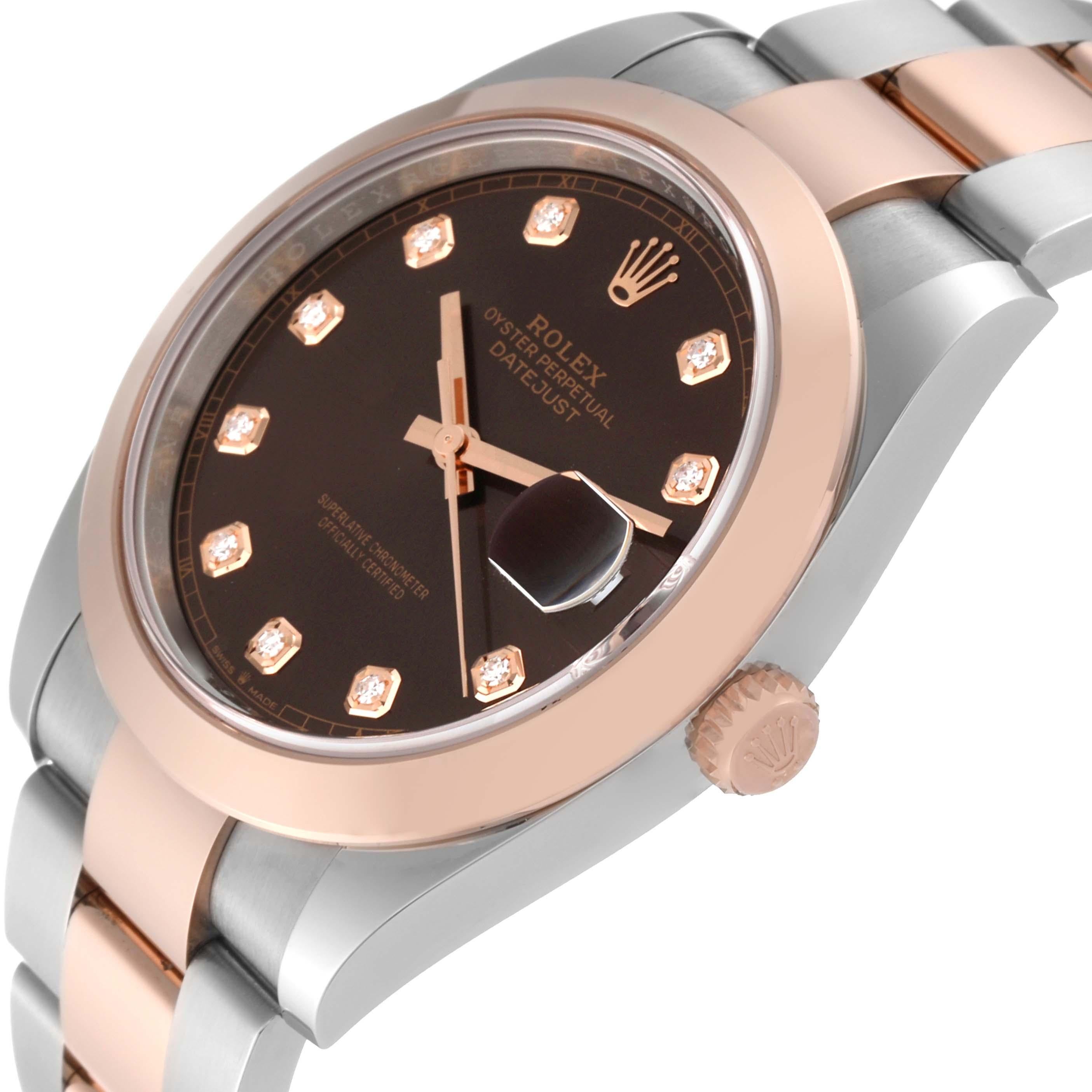 Rolex Datejust 41 Steel Rose Gold Brown Diamond Dial Mens Watch 126301 Unworn For Sale 5