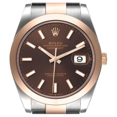 Rolex Datejust 41 Steel Rose Gold Chocolate Dial Mens Watch 126301 Unworn
