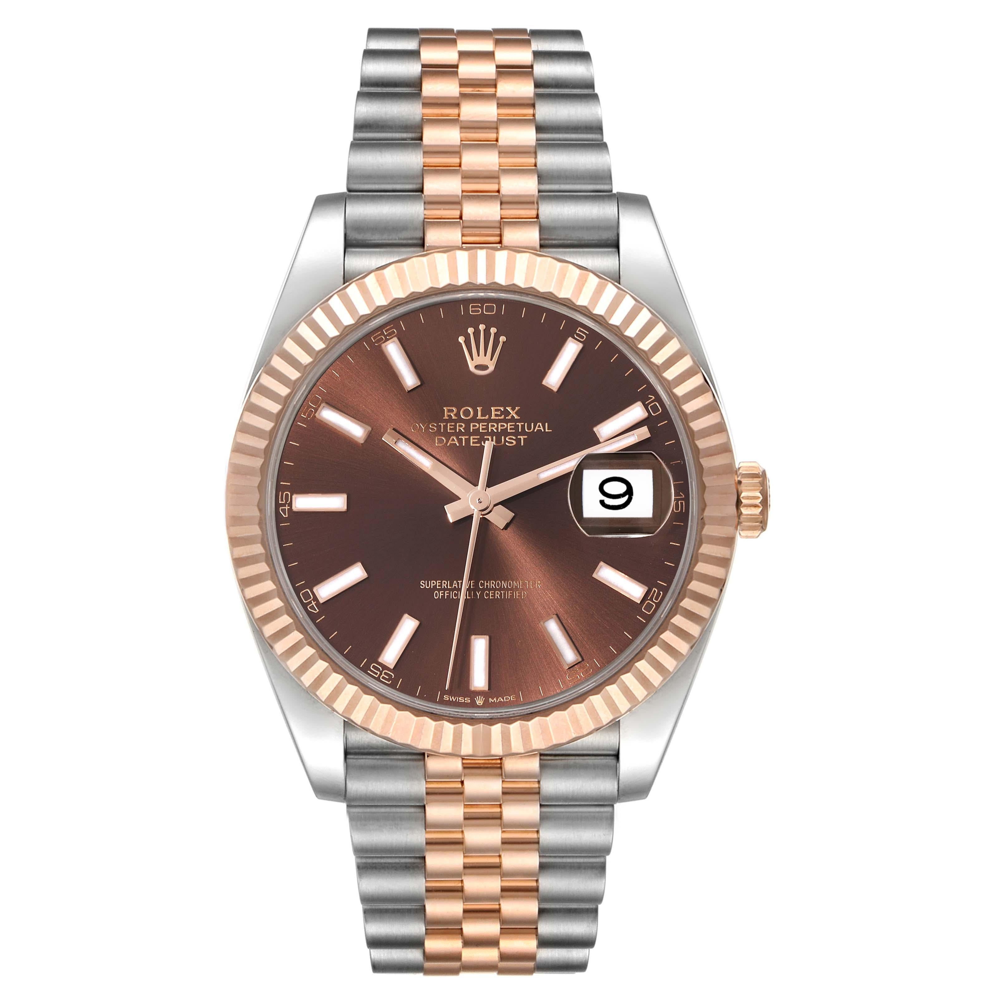 Rolex Datejust 41 Steel Rose Gold Chocolate Dial Mens Watch 126331 For Sale 1