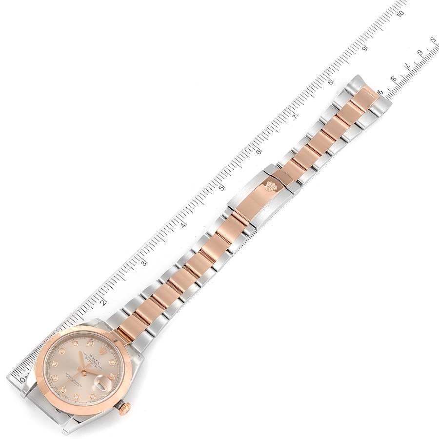 Rolex Datejust 41 Steel Rose Gold Diamond Dial Mens Watch 126301 Box Card For Sale 3