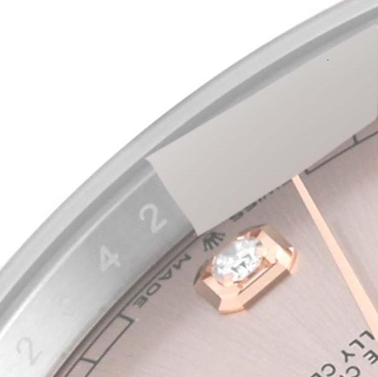 Rolex Datejust 41 Stahl Rose Gold Diamond Dial Mens Watch 126301 Box Card. Offiziell zertifiziertes Chronometerwerk mit automatischem Aufzug. Gehäuse aus Edelstahl und 18 Karat Everosegold mit einem Durchmesser von 41,0 mm. Rolex Logo auf einer