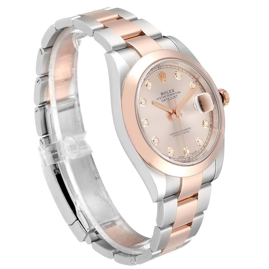 Rolex Datejust 41 Steel Rose Gold Diamond Dial Men's Watch 126301 Box Card In Excellent Condition In Atlanta, GA