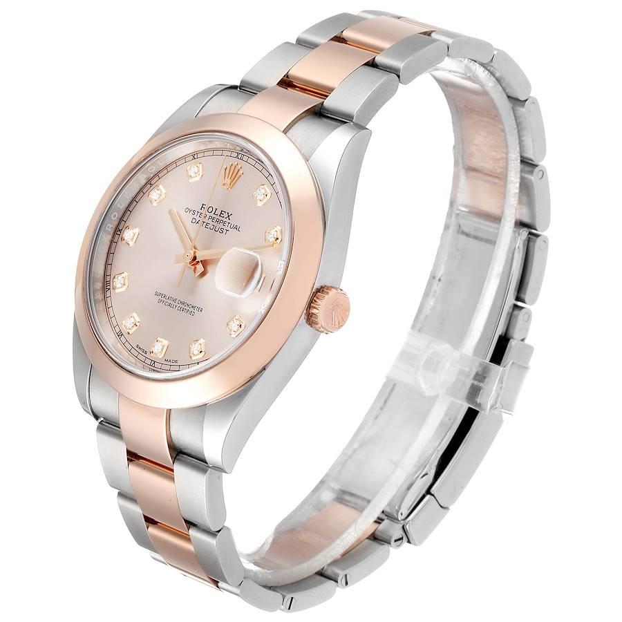 Rolex Datejust 41 Steel Rose Gold Diamond Dial Men's Watch 126301 Box Card 1