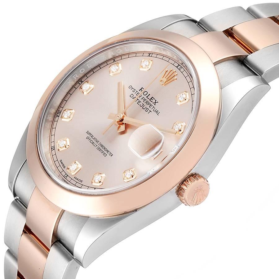 Rolex Datejust 41 Steel Rose Gold Diamond Dial Men's Watch 126301 Box Card 2