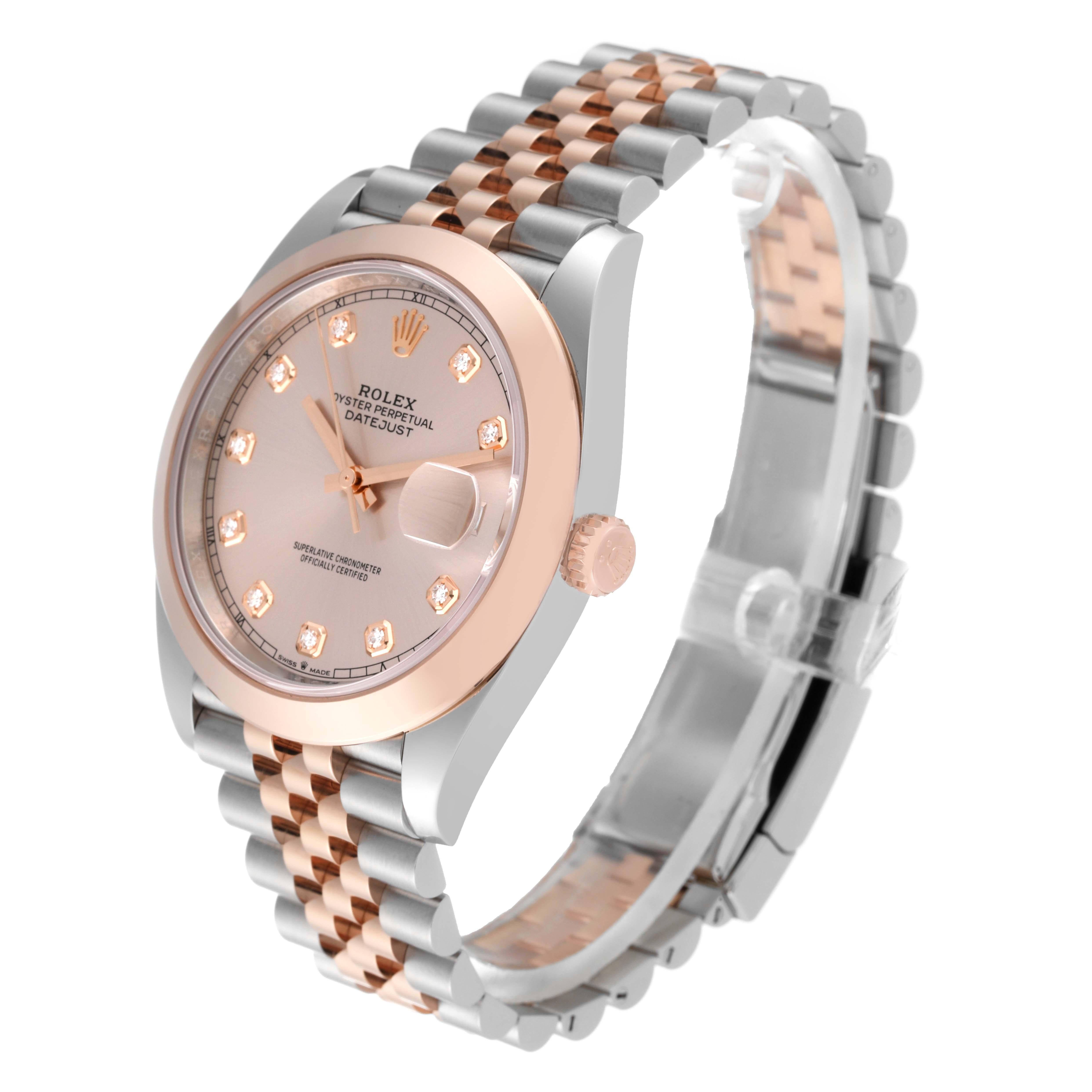 Rolex Datejust 41 Steel Rose Gold Diamond Dial Mens Watch 126301 Box Card For Sale 5