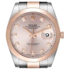 Rolex Datejust 41 Steel Rose Gold Diamond Dial Mens Watch 126301 Unworn