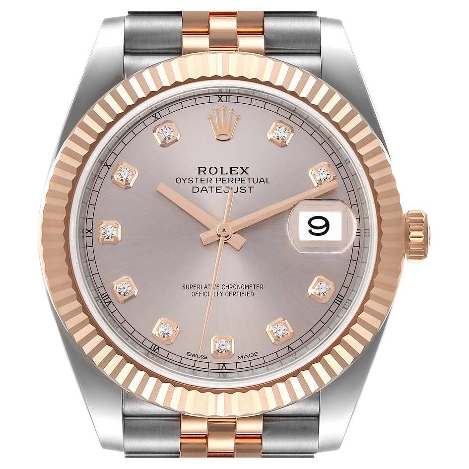 Rolex Datejust 41 Steel Rose Gold Diamond Dial Mens Watch 126331