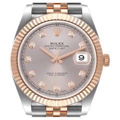 Rolex Datejust 41 Steel Rose Gold Diamond Dial Mens Watch 126331
