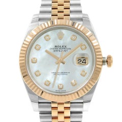 Rolex Datejust 41 Steel Rose Gold MOP Diamond Dial Automatic Men's Watch 126331
