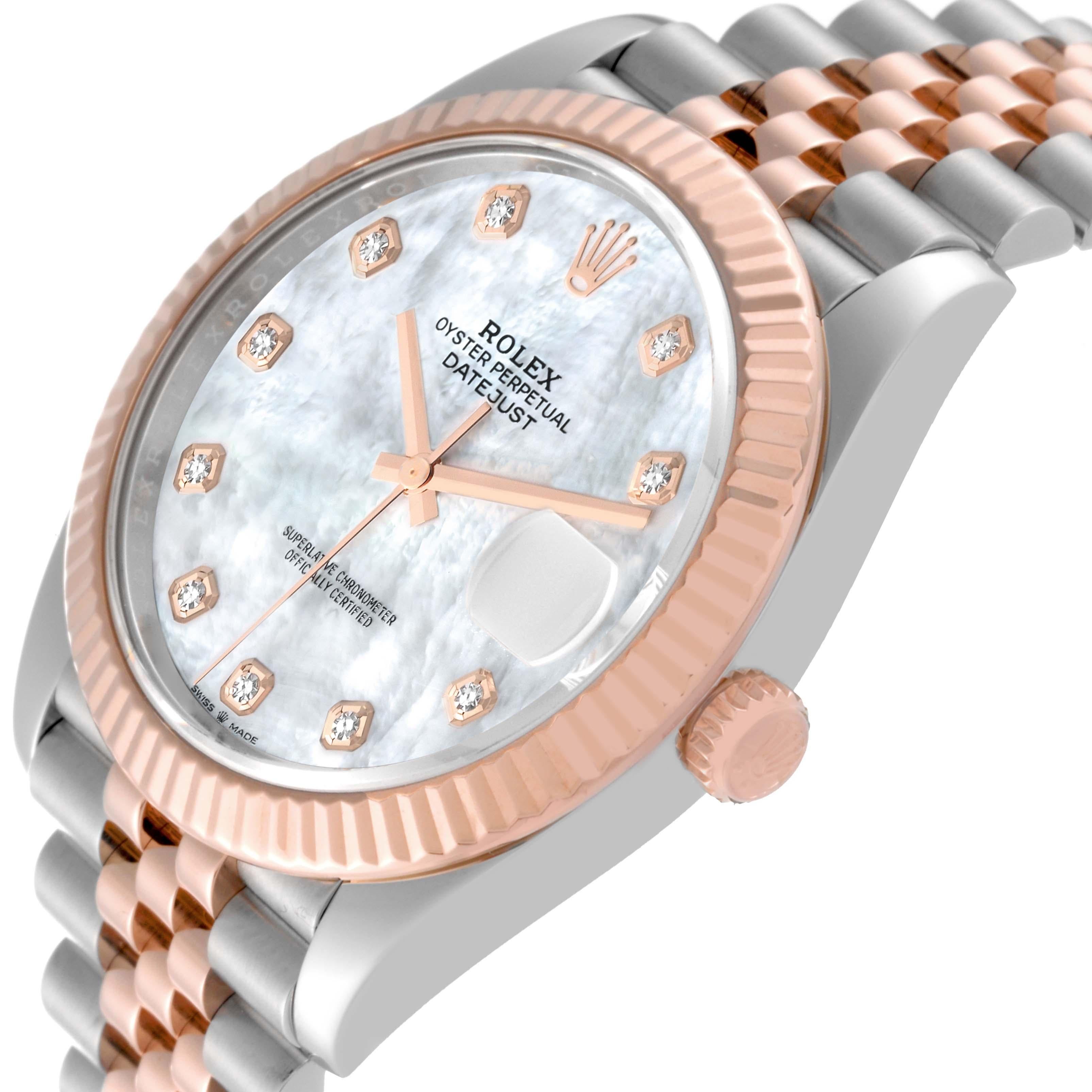 Rolex Datejust 41 Steel Rose Gold MOP Diamond Dial Mens Watch 126331 For Sale 2