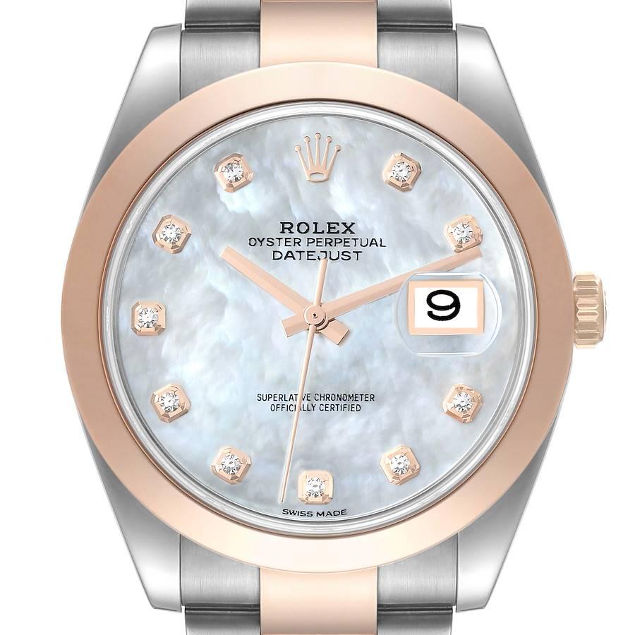 Rolex Datejust 41 Steel Rose Gold Mother of Pearl Diamond Dial Mens Watch 126301 For Sale