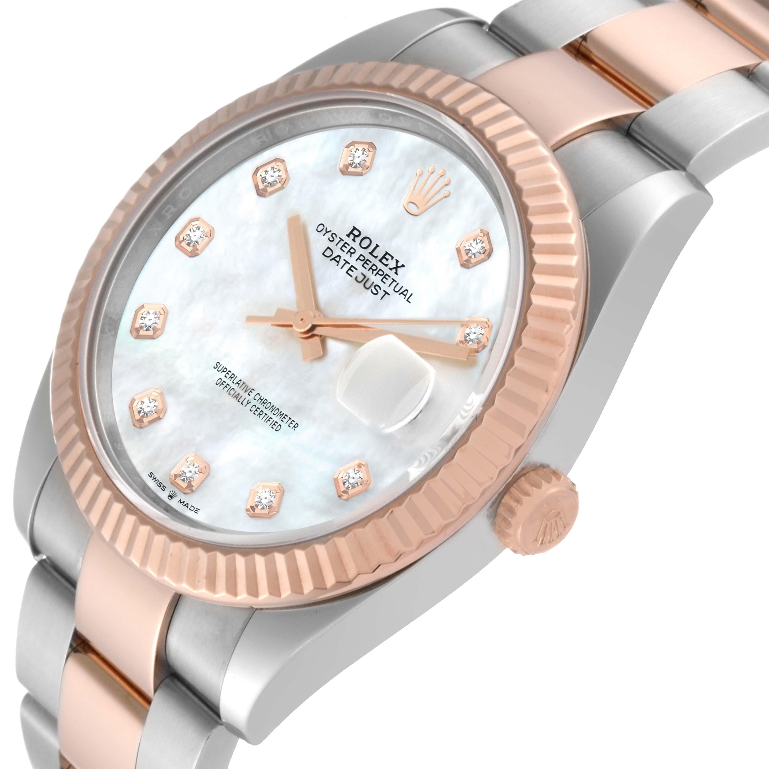 Rolex Datejust 41 Steel Rose Gold Mother Of Pearl Diamond Dial Mens Watch 126331 For Sale 1