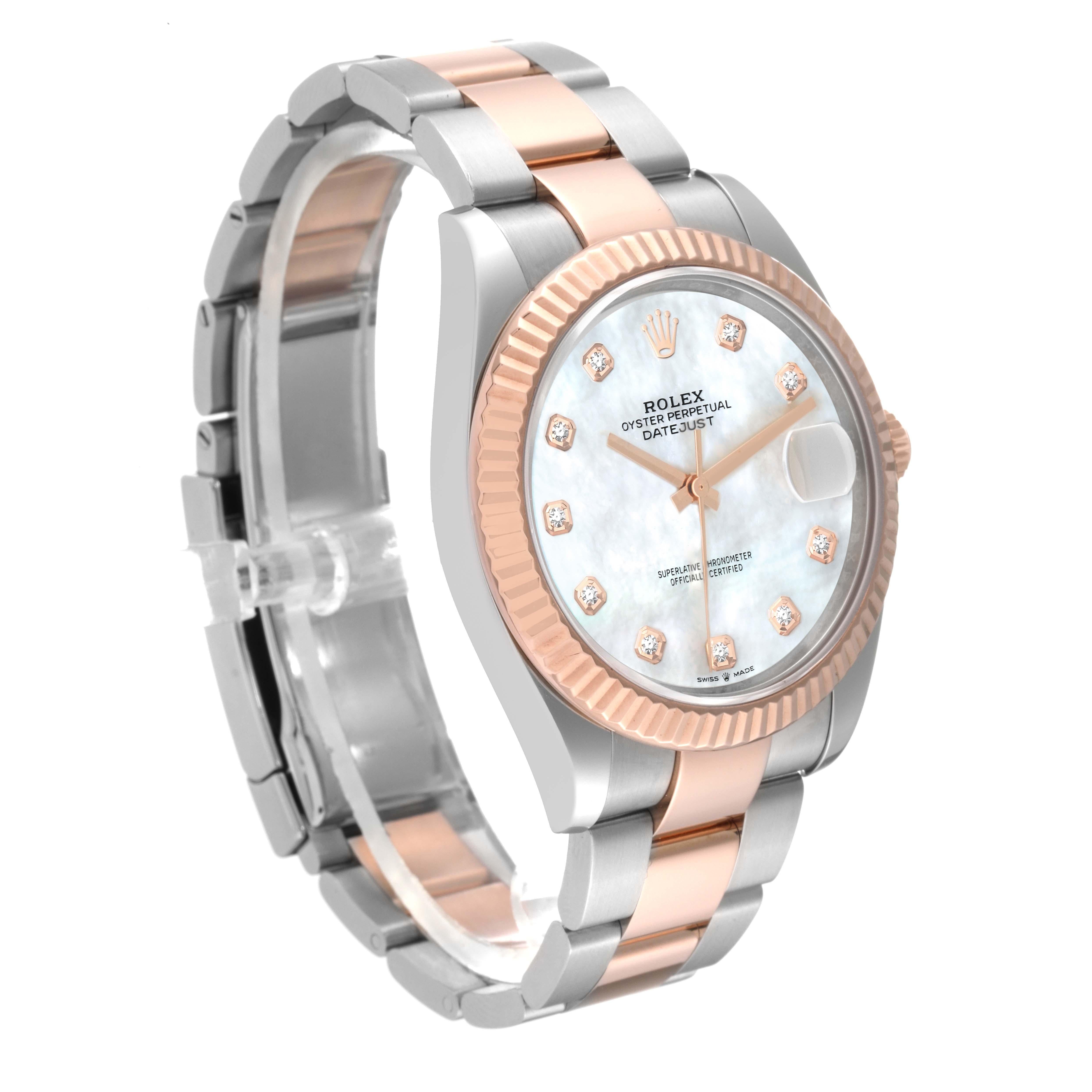 Rolex Datejust 41 Steel Rose Gold Mother Of Pearl Diamond Dial Mens Watch 126331 For Sale 2