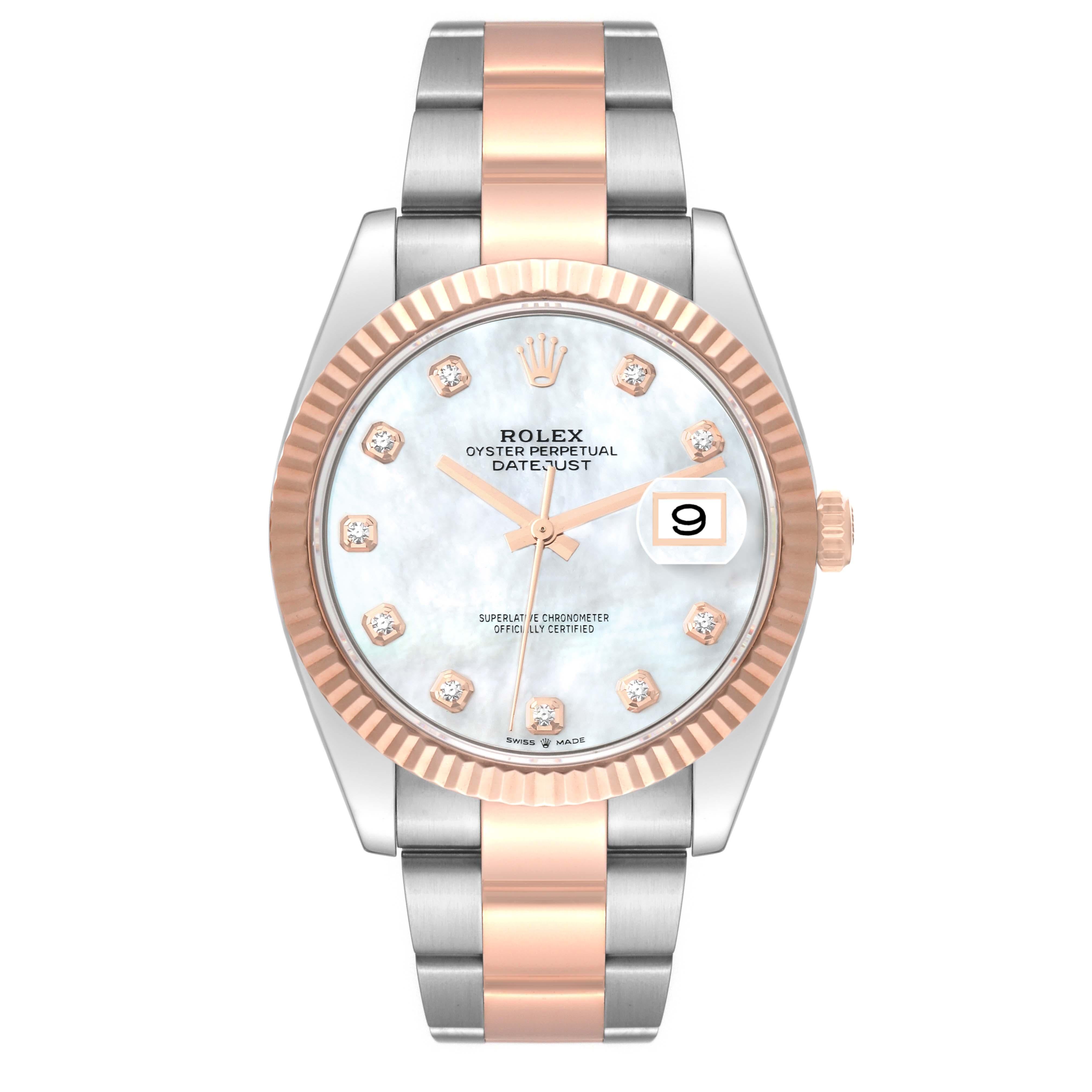 Rolex Datejust 41 Steel Rose Gold Mother Of Pearl Diamond Dial Mens Watch 126331 For Sale 3