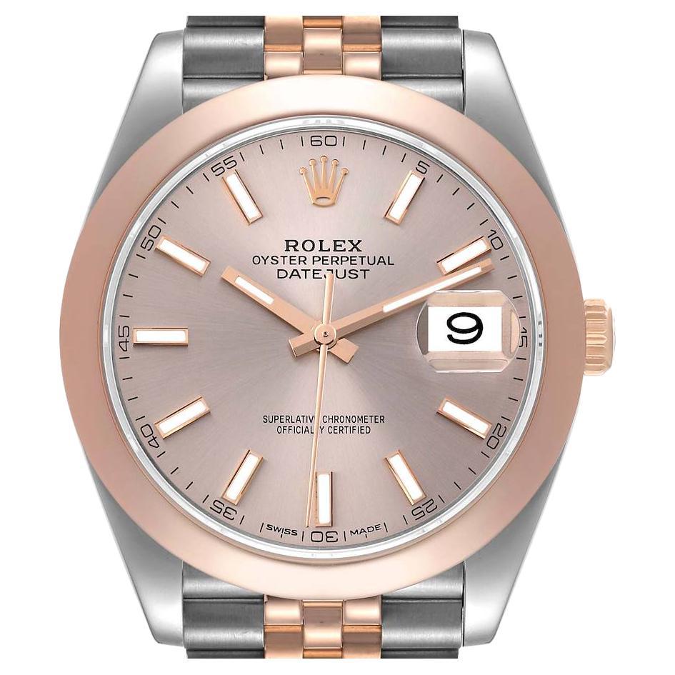 Rolex Datejust 41 Steel Rose Gold Sundust Dial Mens Watch 126301 Box Card For Sale