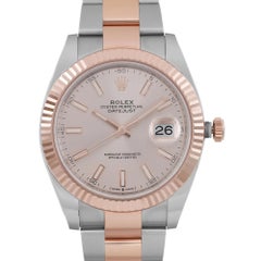 Rolex Datejust 41 Steel Rose Gold Sundust Index Dial Automatic Mens Watch 126331