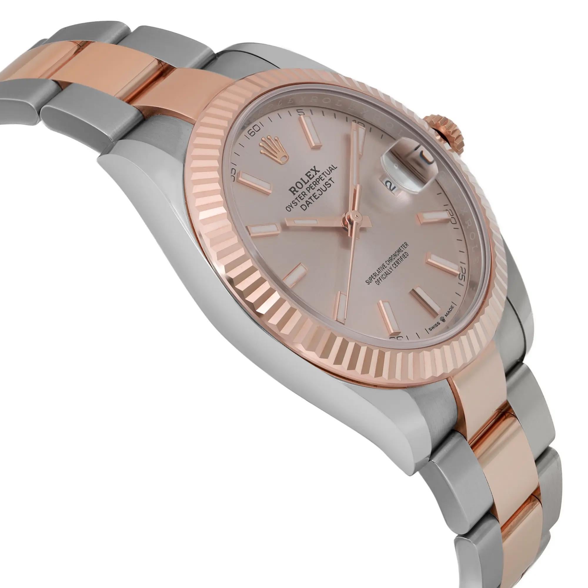 Men's Rolex Datejust 41 Steel Rose Gold Sundust Index Dial Automatic Mens Watch 126331 For Sale