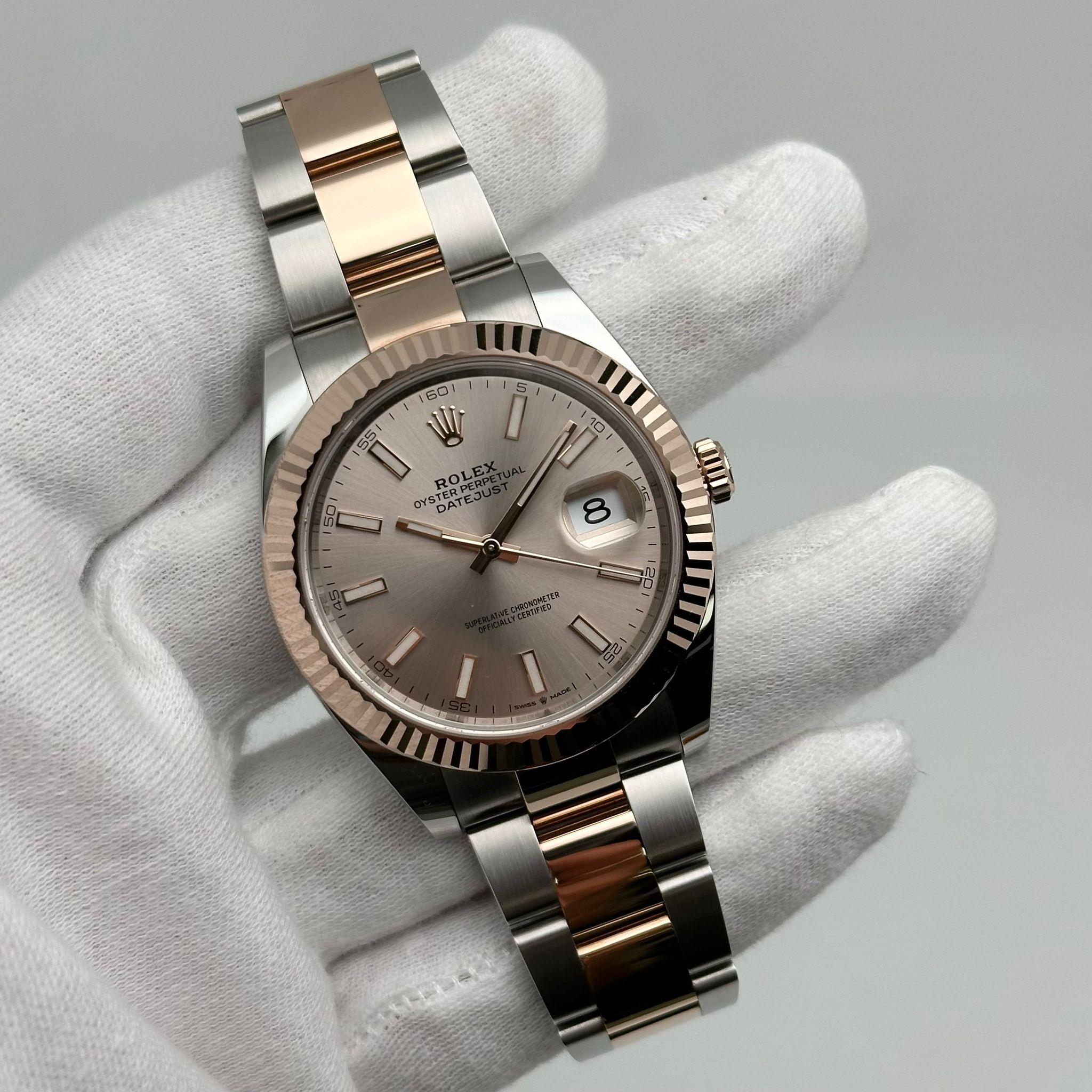 Men's Rolex Datejust 41 Steel Rose Gold Sundust Index Dial Automatic Mens Watch 126331 For Sale