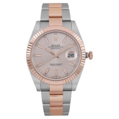 Rolex Datejust 41 Steel Rose Gold Sundust Index Dial Automatic Mens Watch 126331