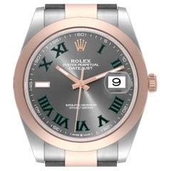 Rolex Datejust 41 Steel Rose Gold Wimbledon Dial Mens Watch 126301 Box Card