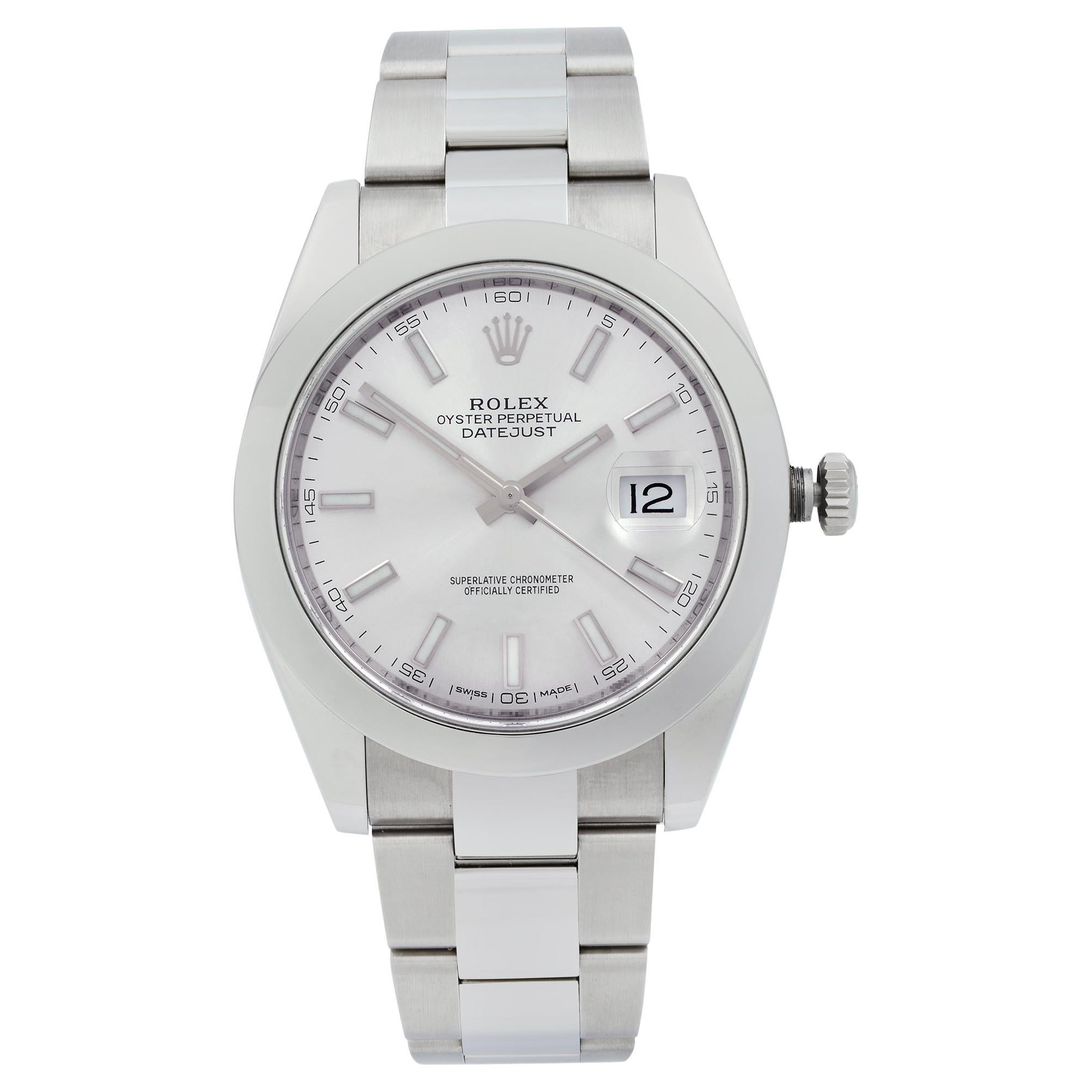 Rolex Datejust 41 Steel Silver Dial Smooth Bezel Oyster Automatic Watch 126300
