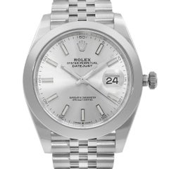 Rolex Datejust 41 Steel Smooth Bezel Silver Index Dial Automatic Watch 126300