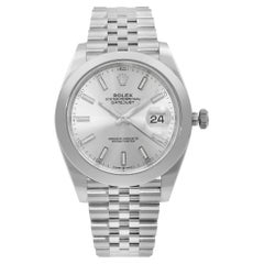 Rolex Datejust 41 Steel Smooth Bezel Silver Index Dial Automatic Watch 126300