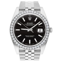Used Rolex Datejust 41 Steel Watch Black Index Dial Diamonds Mens Jubilee Band 126300