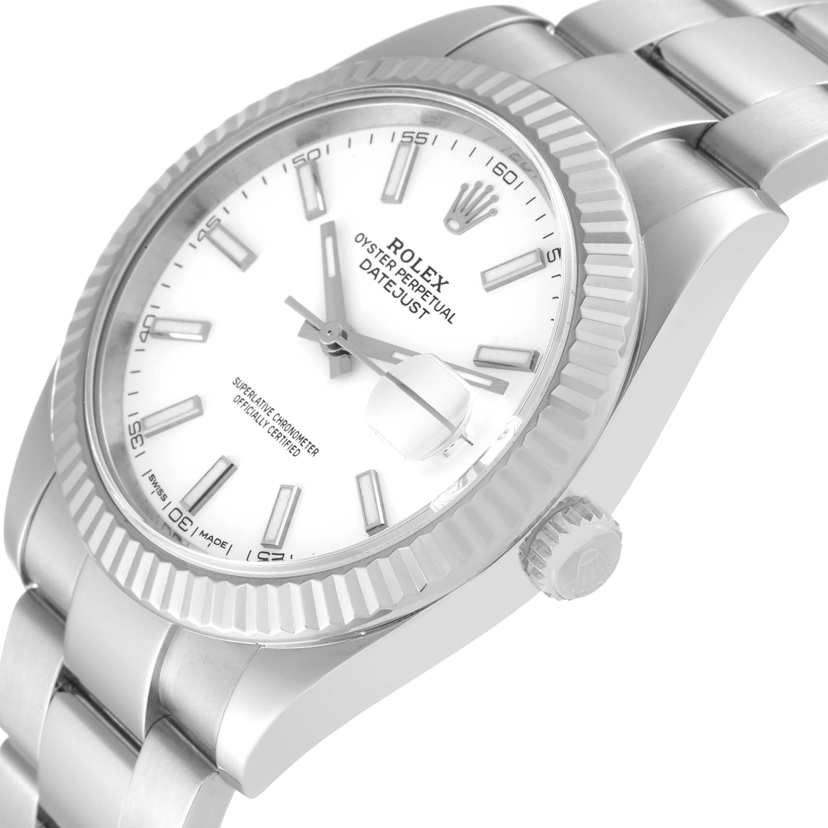 Men's Rolex Datejust 41 Steel White Dial Oyster Bracelet Mens Watch 126334 Box Card
