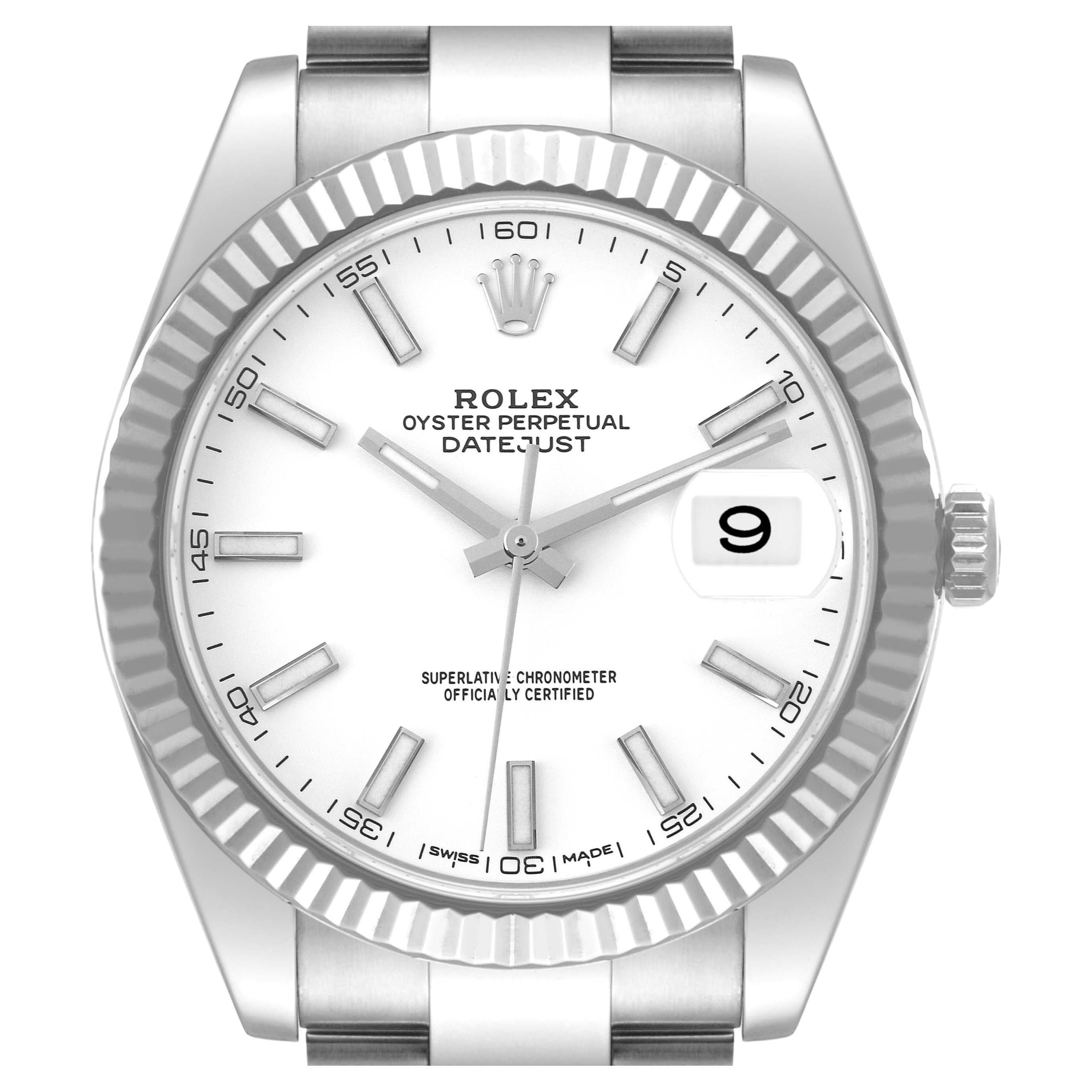 Rolex Montre Datejust 41 avec cadran blanc et bracelet Oyster pour hommes 126334 Boîte Card en vente