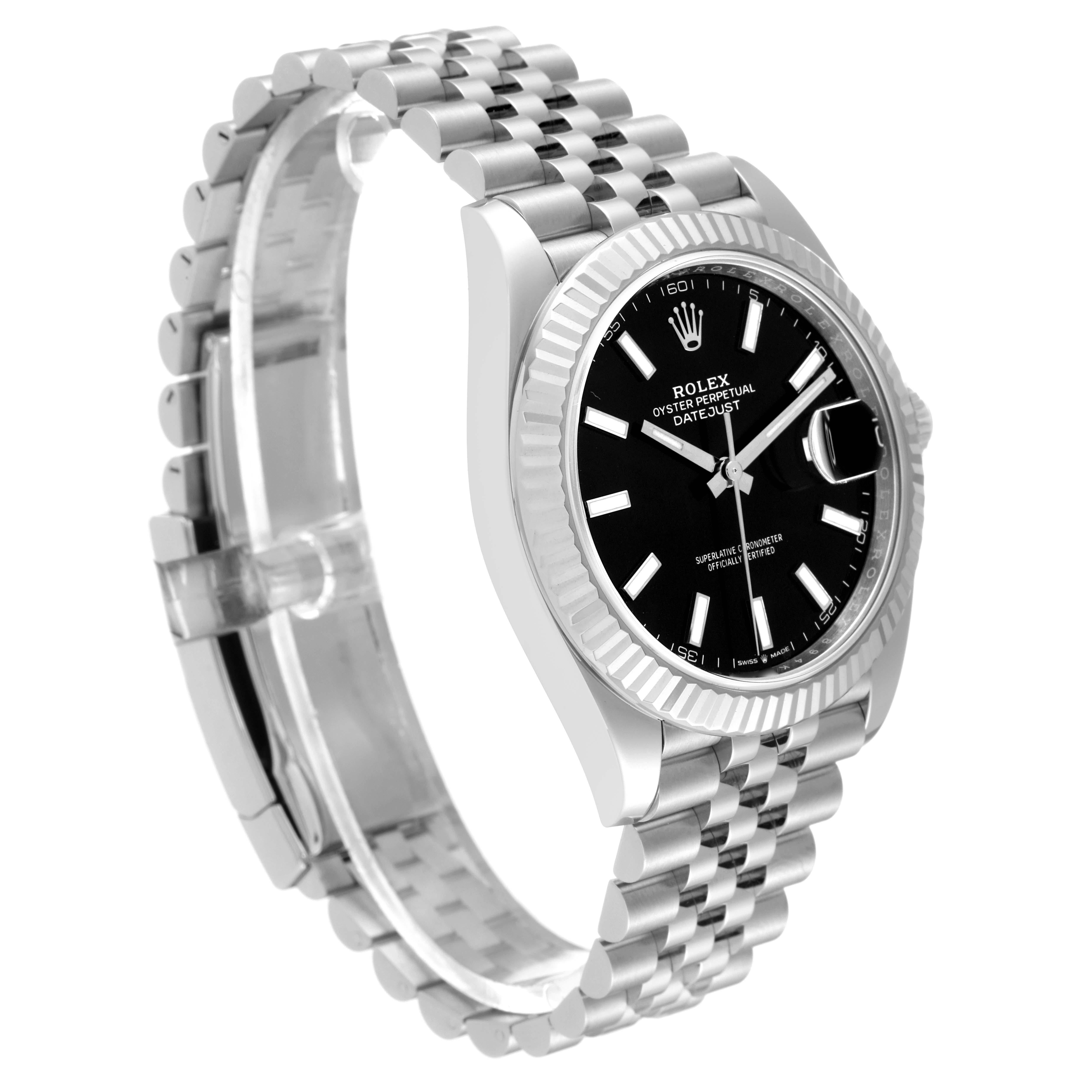 Rolex Datejust 41 Steel White Gold Black Dial Mens Watch 126334 Box Card In Excellent Condition In Atlanta, GA