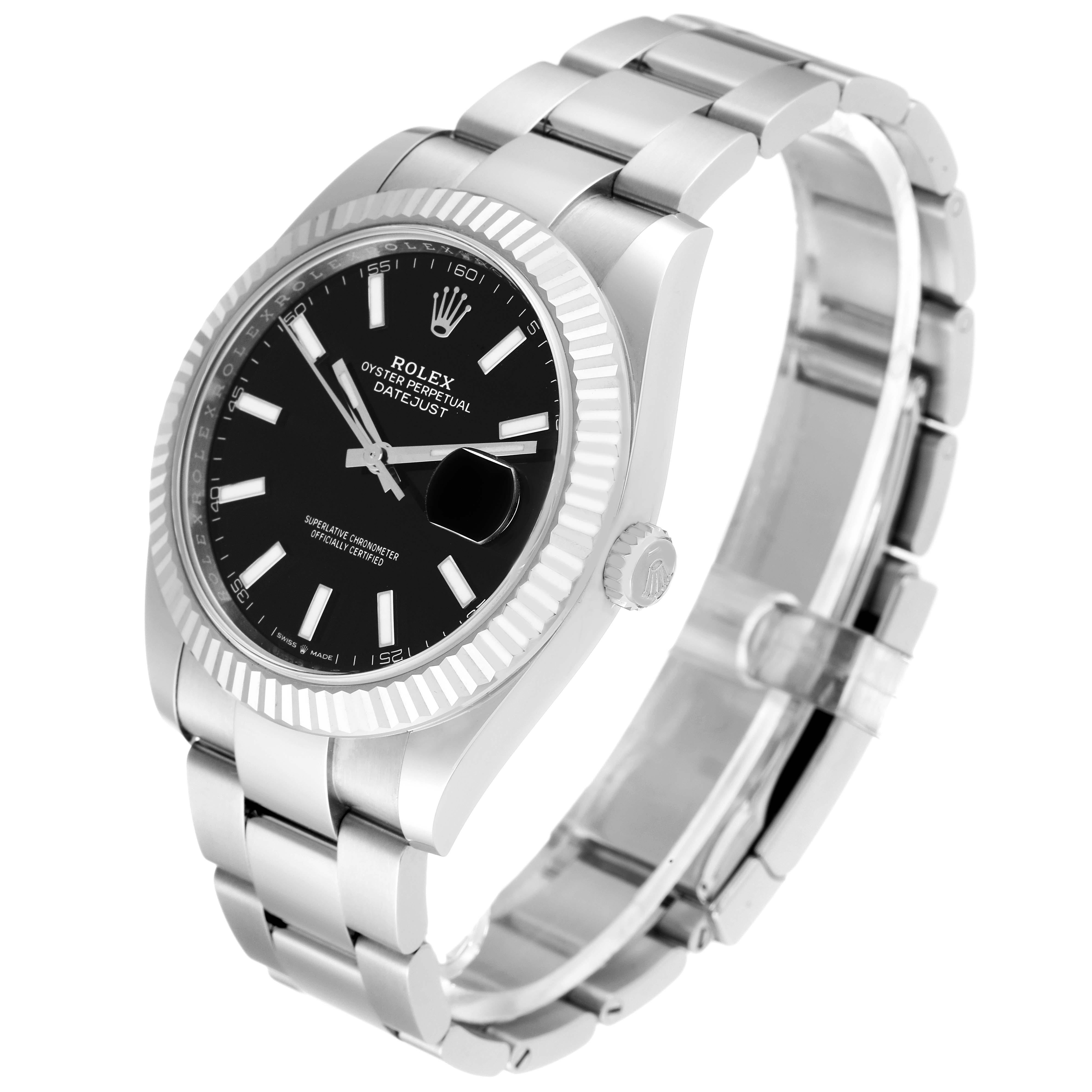 Men's Rolex Datejust 41 Steel White Gold Black Dial Mens Watch 126334 Box Card