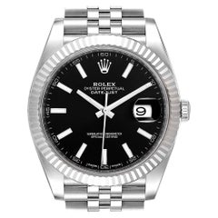 Rolex Datejust 41 Steel White Gold Black Dial Men’s Watch 126334 Box Card