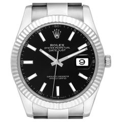 Rolex Datejust 41 Steel White Gold Black Dial Mens Watch 126334 Box Card
