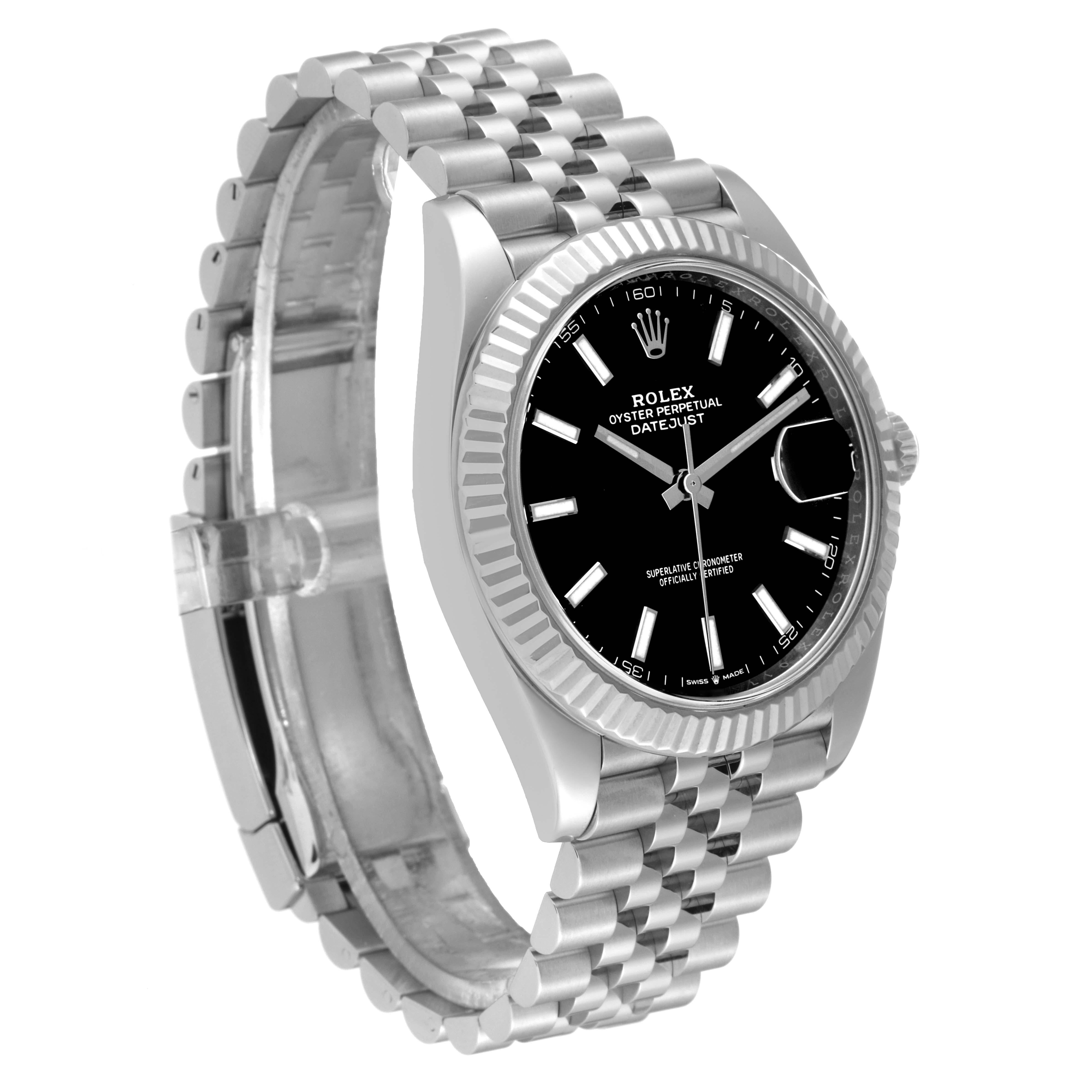 Men's Rolex Datejust 41 Steel White Gold Black Dial Mens Watch 126334