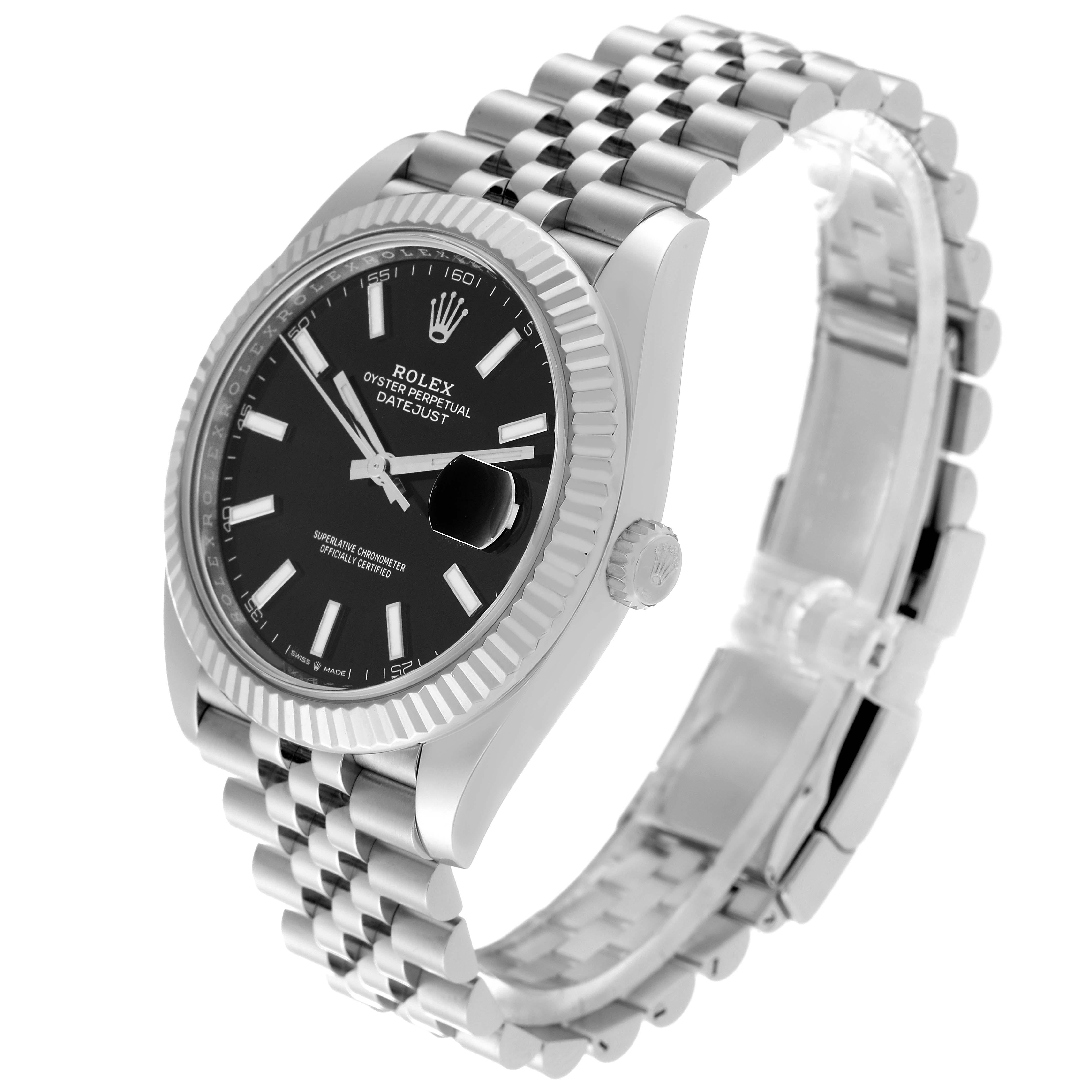 Men's Rolex Datejust 41 Steel White Gold Black Dial Mens Watch 126334