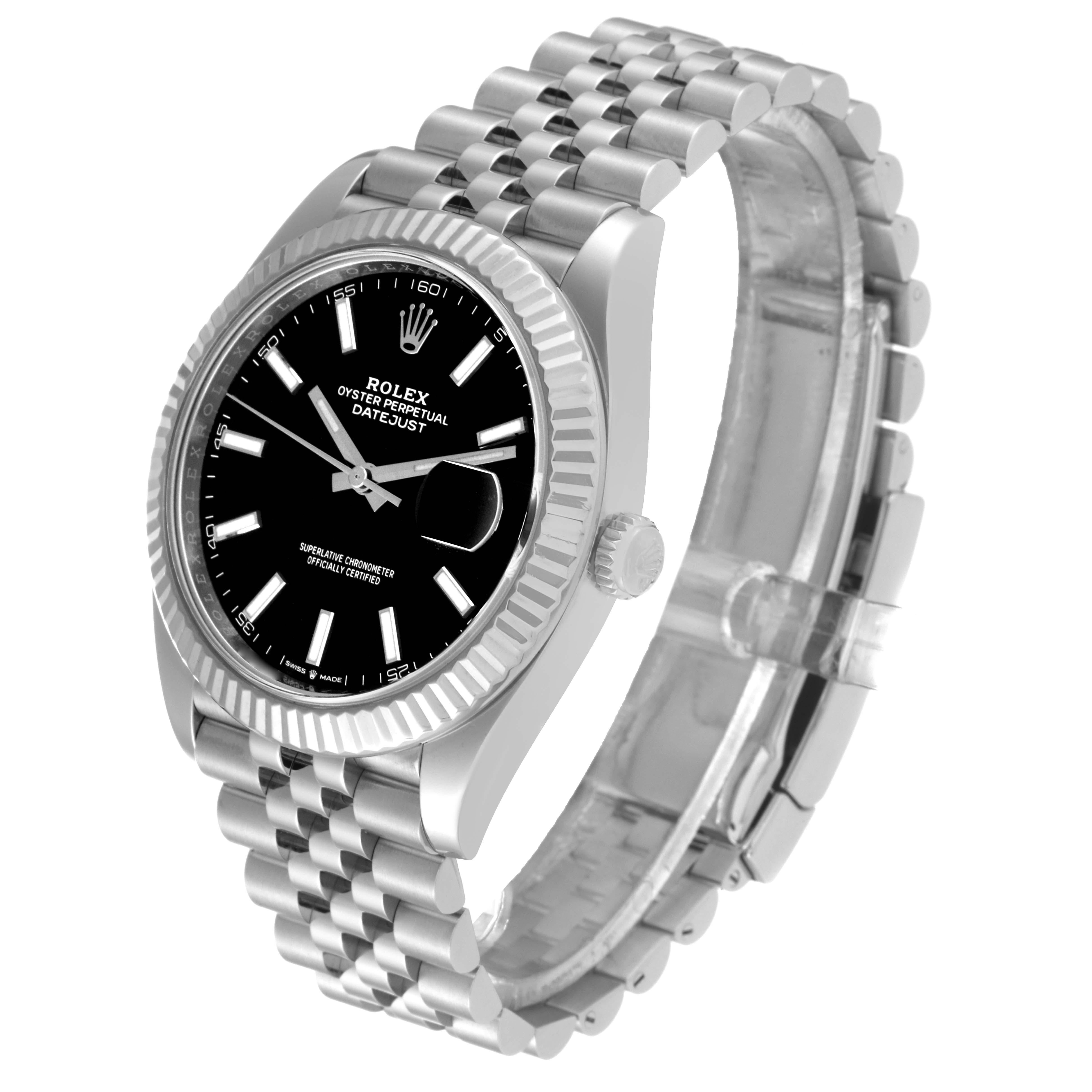 Rolex Datejust 41 Steel White Gold Black Dial Mens Watch 126334 2