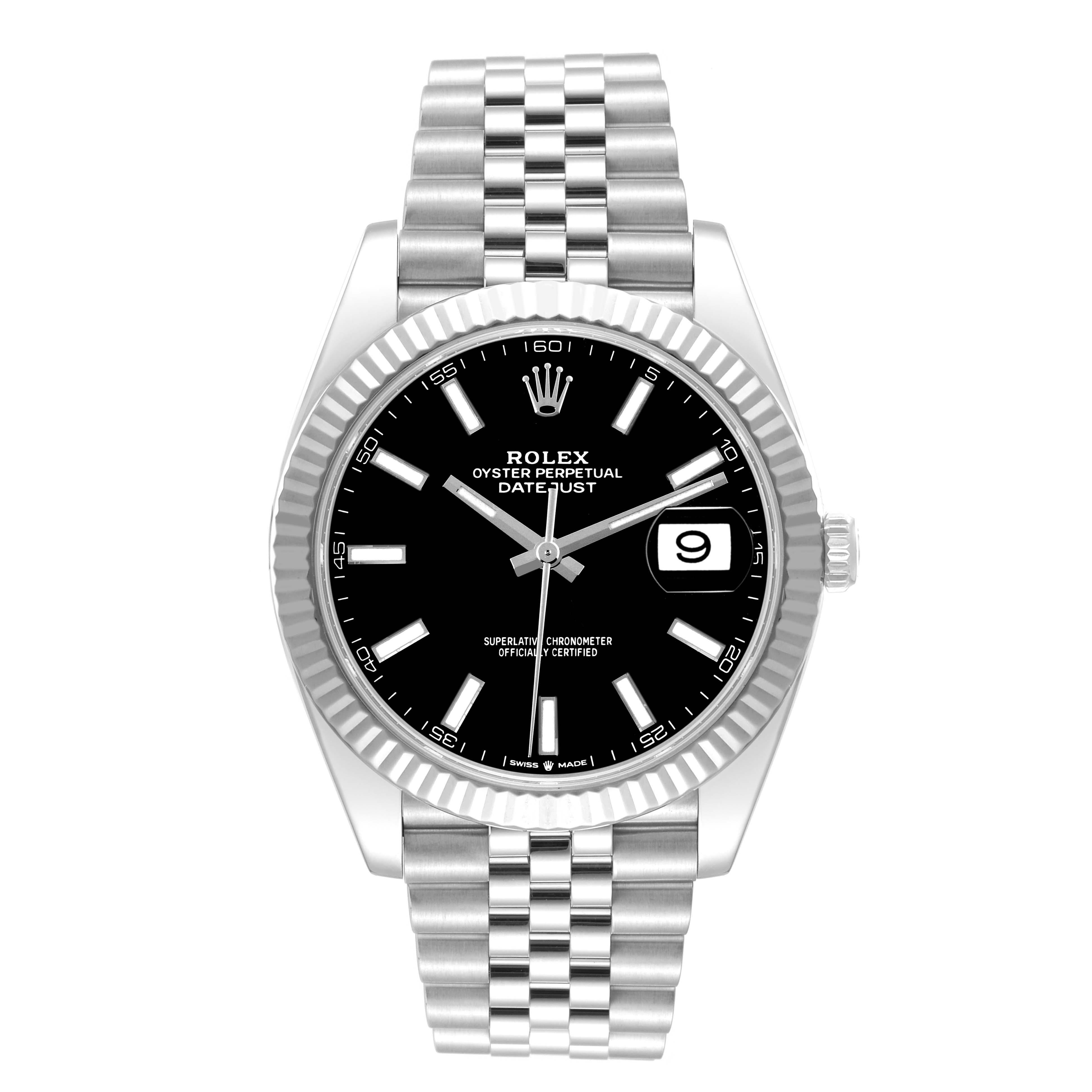 Rolex Datejust 41 Steel White Gold Black Dial Mens Watch 126334 3
