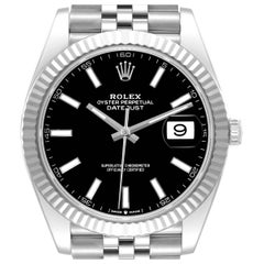 Rolex Datejust 41 Acciaio Oro Bianco Quadrante Nero Orologio Uomo 126334