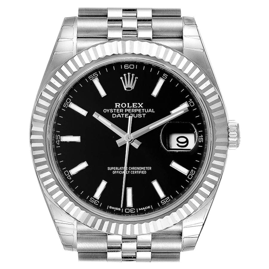 Rolex Datejust 41 Steel White Gold Black Dial Men's Watch 126334 Unworn For Sale