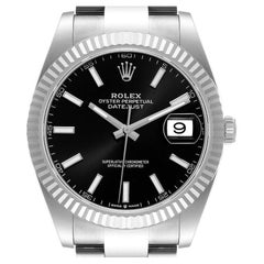 Rolex Datejust 41 Steel White Gold Black Dial Mens Watch 126334 Unworn