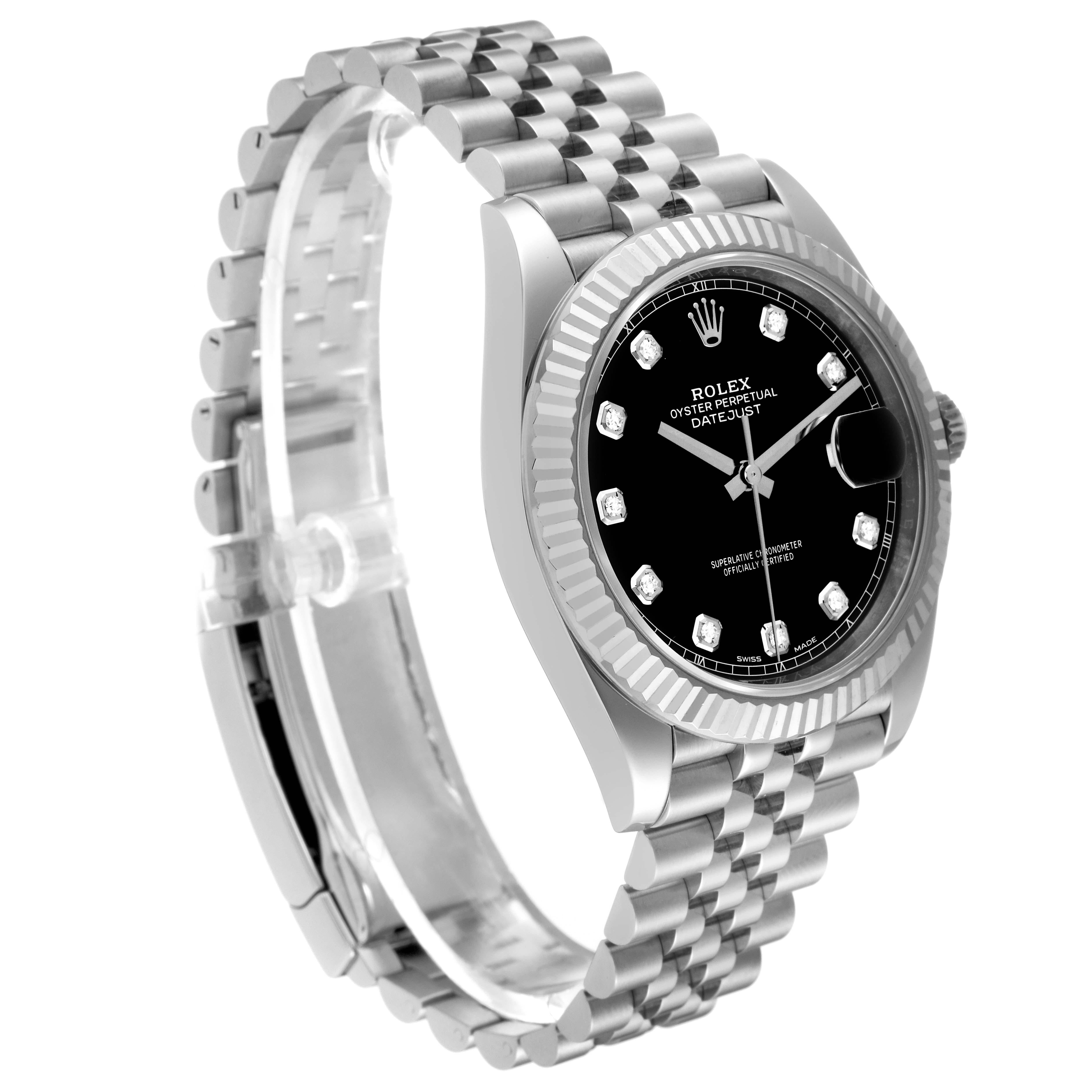 Rolex Datejust 41 Steel White Gold Black Diamond Dial Mens Watch 126334 In Excellent Condition In Atlanta, GA