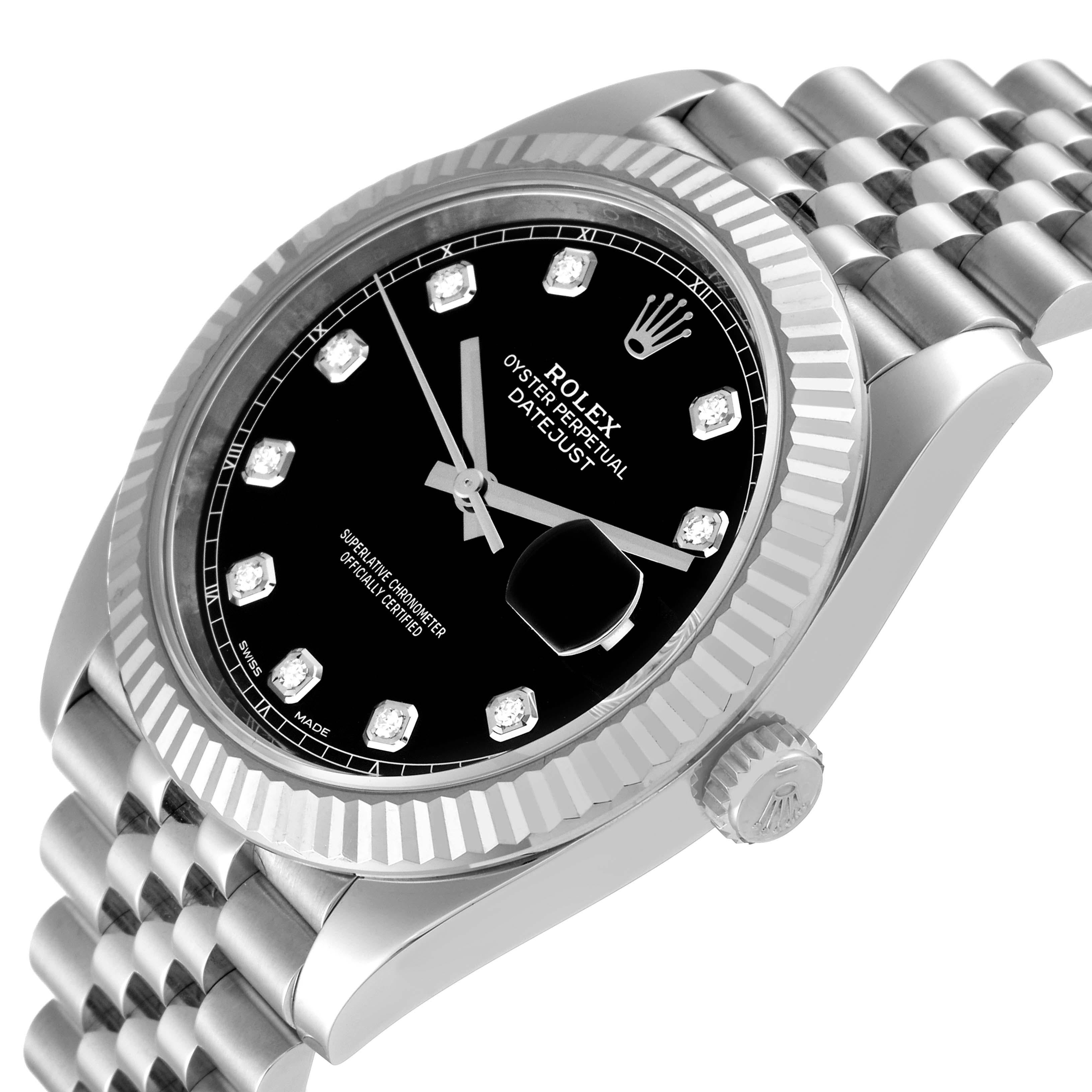 Rolex Datejust 41 Steel White Gold Black Diamond Dial Mens Watch 126334 1