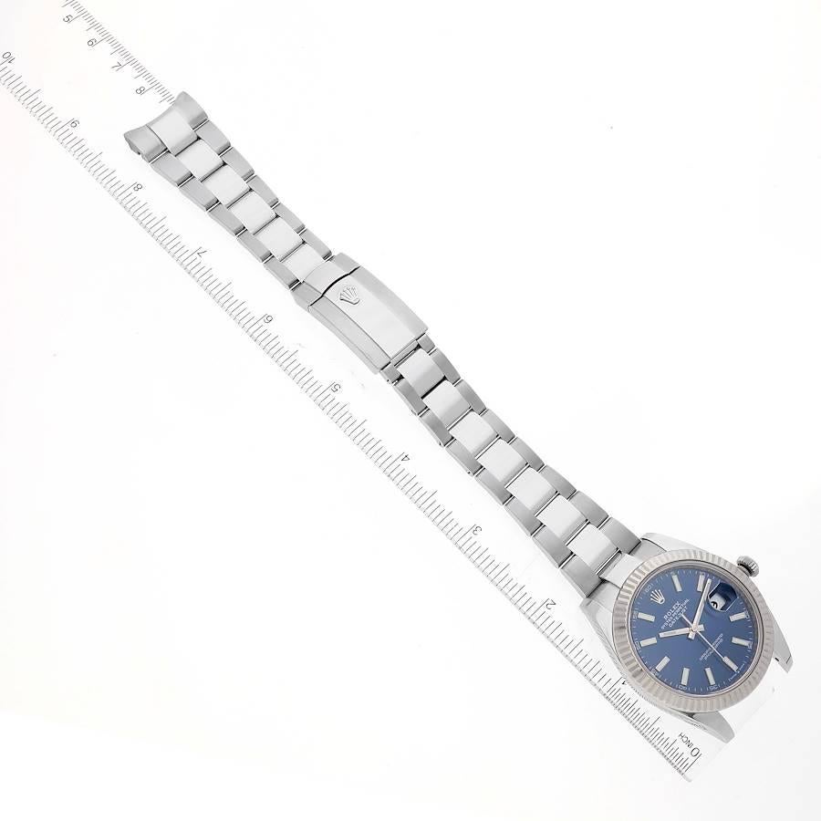 Rolex Datejust 41 Steel White Gold Blue Dial Mens Watch 126334 Box Card For Sale 6