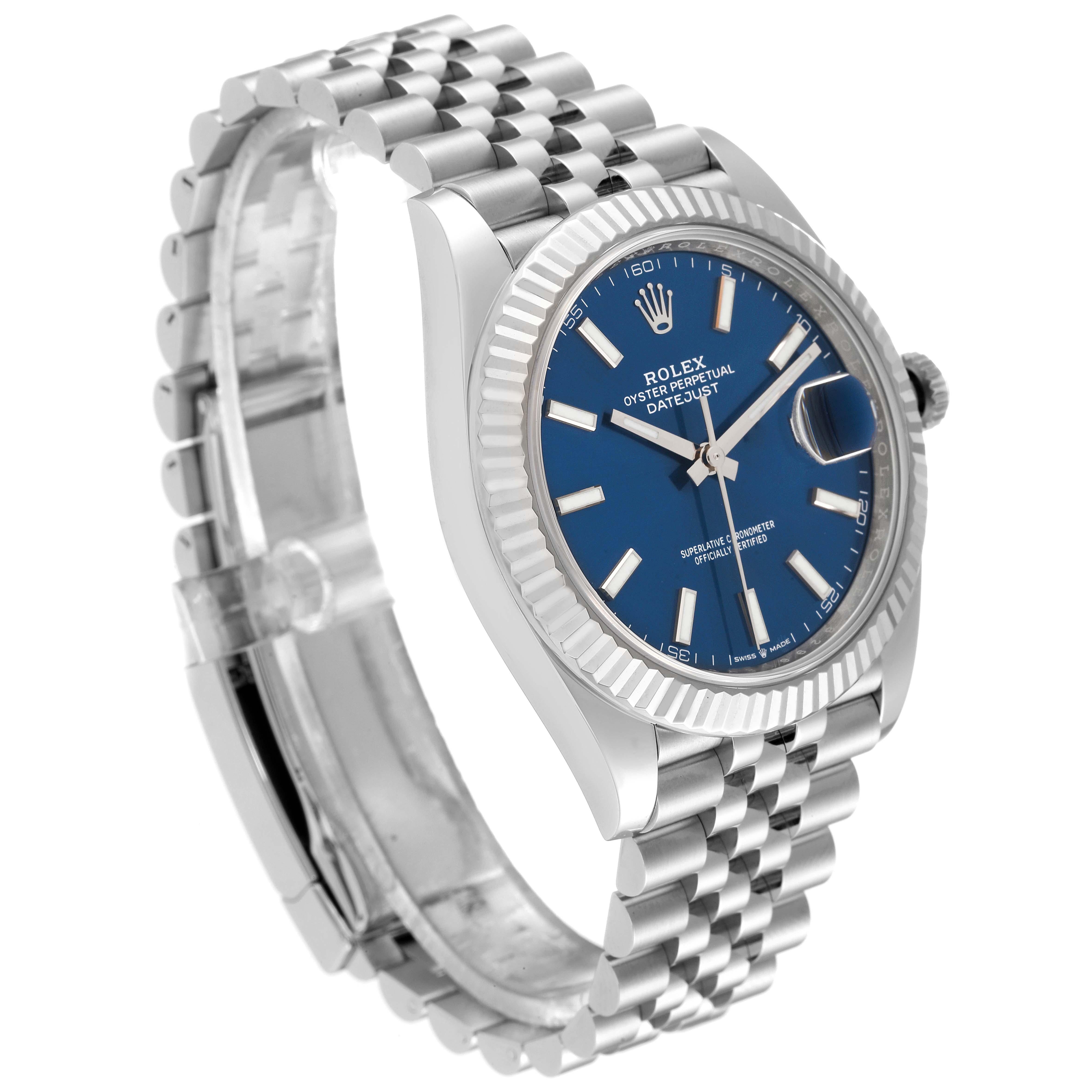 Rolex Datejust 41 Steel White Gold Blue Dial Mens Watch 126334 Box Card 7