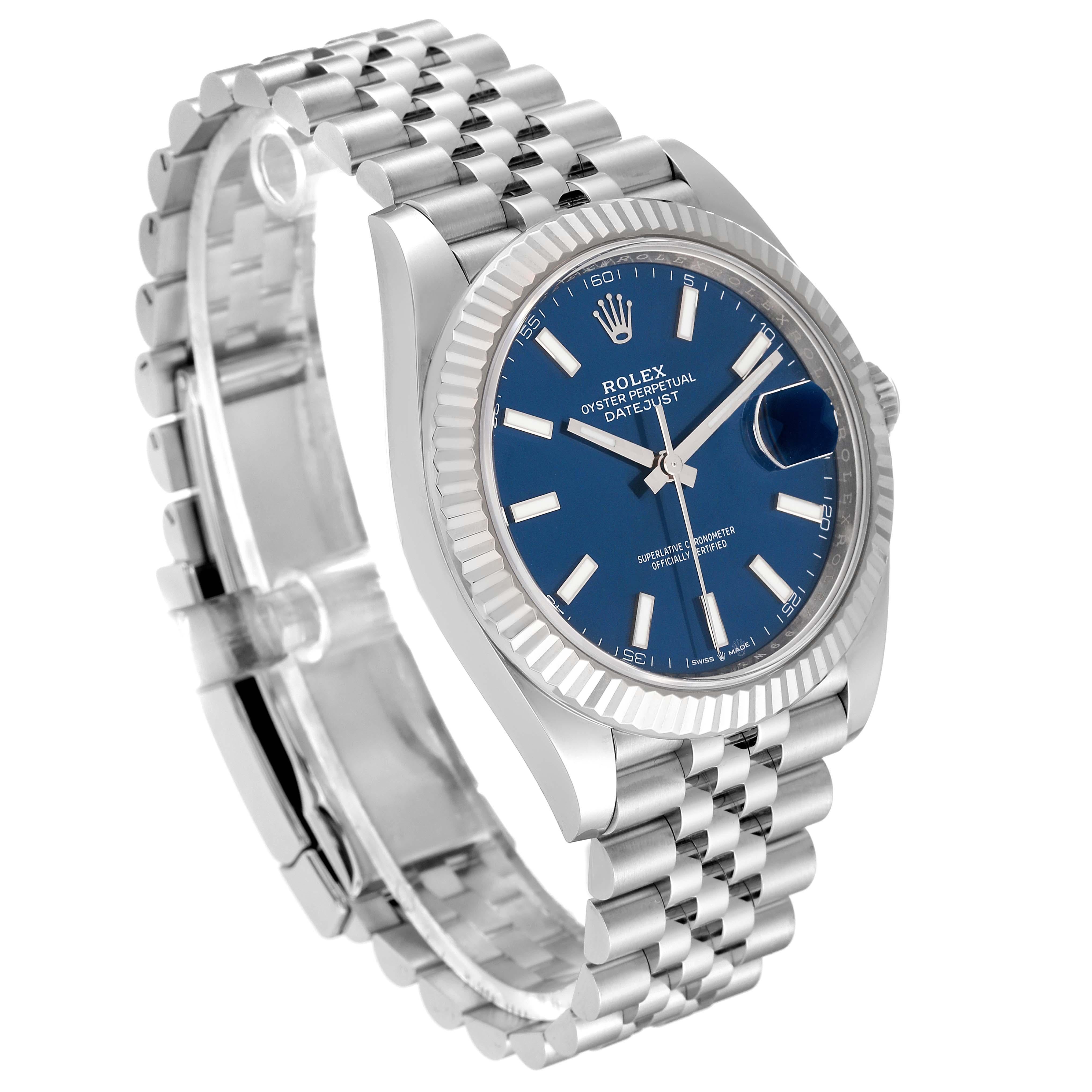 Rolex Datejust 41 Steel White Gold Blue Dial Mens Watch 126334 Box Card 8