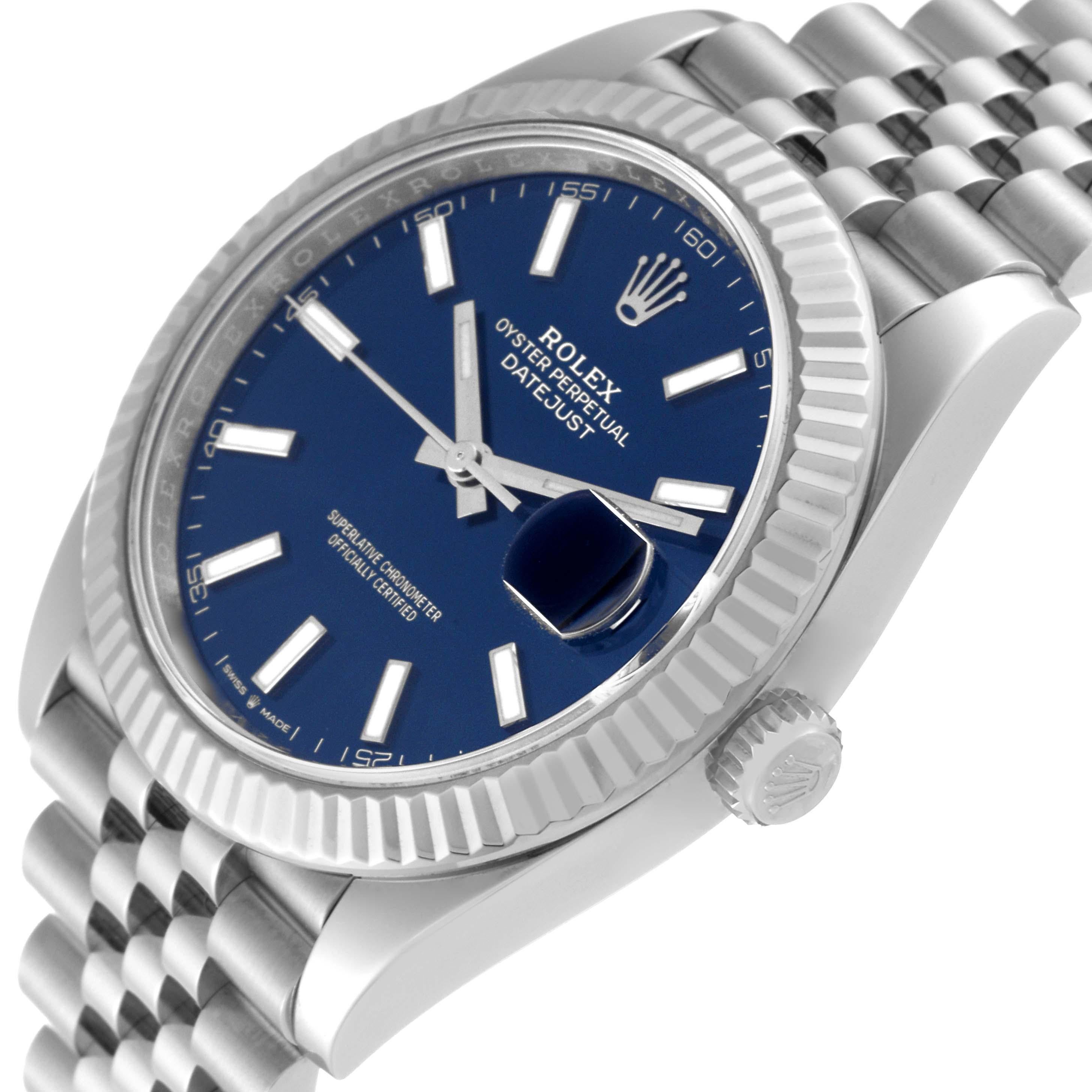 Men's Rolex Datejust 41 Steel White Gold Blue Dial Mens Watch 126334 Box Card